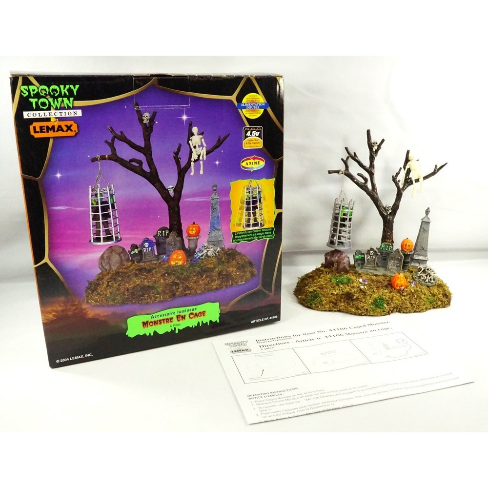 Lemax 2004 Spooky Town Caged Monster 44106 Animated Halloween Village Graveyard‎